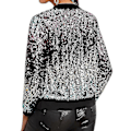 Miniatyrbillede 4 af 5: Trendy Sequin-syet Cropped Top Jakke med Knap - Lilla - S - Aespa