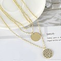 Miniatyrbillede 4 af 4: Lagdelt Choker Halskæde, Håndlavet 14K Guldbelagt Y Vedhæng Halskæde Multilayer Bar Disc Halskæde Justerbare Lagdelte Choker Halskæder til Kvinder
