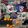 Miniatyrbild 4 av 5: Halloween Väggbonad Skelett Gobeläng Svampskog Väggbonad Psykedelisk Hippie Färg Gobeläng Sovrum Vardagsrum Dekoration, 130*150CM