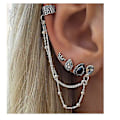 Miniatyrbillede 1 af 4: Sølvfarvet Krone Lange Dangle Kæde Kvast Øre Manchetter Øre Vine Wrap Pins Øre Knogle Stud Clip Øreringe