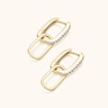 Miniatyrbilde 2 av 5: Pave Cubic Zirconia konvertible lenkeøreringer for kvinner 14K gull