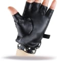 Miniatyrbilde 2 av 5: Lær Punk Hansker Fingerløse Hansker For Kvinner Kjøring Sykling Sport Cosplay Performance Halv Finger Hansker For Kvinner Tenåringer Barn