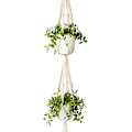 Miniatyrbild 5 av 5: Macrame växt hängare 3 nivåer inomhus utomhus hängande växtkorg bomullsrep med pärlor 177cm