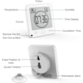 Miniatyrbillede 3 af 5: Badeværelsesur, Vandtæt Touch Control Brusebadsur, LCD Digital Alarm, Termometer Hygrometer, Nedtællingstimer, (Hvid)