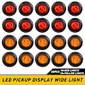 Miniatyrbillede 1 af 5: 20 stk. 3 LED 3/4\" runde sidemarkør indikatorlys, lastbilsignallys til 12v bil bus lastbil trailer