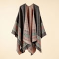 Miniatyrbild 1 av 2: Randig Kapsjal Shawl Retro Split för att Hålla Varmt Imitationskashmir Scarf Cape