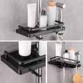 Miniatyrbilde 3 av 5: Svart 30 * 18mm dusjhylle, baderomsoppbevaring, dusj uten drypp