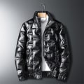 Miniatyrbillede 3 af 5: Herre Dunjakke Hætte Puffer Jakke Isoleret Letvægts Vinterjakke（4XL Sort）
