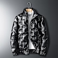 Miniatyrbillede 3 af 5: Herre Dunjakke Hætte Puffer Jakke Isoleret Letvægts Vinterjakke（5XL Sort）