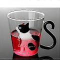 Miniatyrbilde 1 av 2: Tegneserie Katt Glasskrus 250ml Søt Kreativ Kattepus Glass Te Melk Kaffekopp Reisekrus For Hjemmekontor Bursdag White
