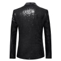 Miniatyrbilde 2 av 3: Herre Sequin Casual Blazer Fest Bryllup Høst Vinter Vanlig Frakk Casual Jakke（M Svart）