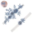 Miniatyrbilde 2 av 4: 2 stk Bryllupsstrømpebåndsett Blonder Brud Strømpebånd Stretchy Blomster Strømpebånd For Brud Blå Og Hvit Blå
