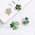 Miniatyrbillede 2 af 5: 4 stk. Firkløver Brosche Pin Grøn Rhinestone Brosche Legering Cr