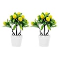 Miniatyrbilde 1 av 3: 2 stk. Kunstige Planter Hjem Skrivebord Fake Sitrontre Dekorasjoner Simulerings Bonsai Ornamenter