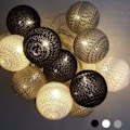 Miniatyrbillede 2 af 4: Grå Grå Girlande Bomuldslampe 1,5M, 10 LED Lys Soveværelse Lig