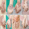 Pikkukuva 2 / 5: Väliaikaiset tatuoinnit, Henna-tatuoinnit Ruskeat punaiset tatuoinnit Tarrat Pitsi Väliaikaiset tatuoinnit Vedenpitävät vartalotatuoinnit Naisille Tytöille Kehon taidetta 6 arkkia