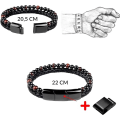 Miniatyrbillede 2 af 5: Ægte læder blå sten 21cm original herre armbånd lavet af 6
