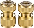 Set med 2 trädgårdsslangkopplingar/kontakter i mässing 13 mm (1/2\") - Aqu