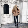Miniatyrbilde 5 av 5: Kvinners Lapel Lang Ermet Faux Jakke Vinter Sexy Parka Mote Jakke（XL Khaki）