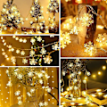 Miniatyrbillede 2 af 4: 6m 40 LED-lys 8 tilstande snefnuglys til juledekorationer (varm hvid)