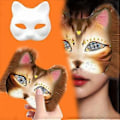 Miniatyrbild 4 av 5: Handmålade Kattmasker Djurmaskset Maskeradmask Blank Mask med Plyschtyg Halloweenfestmask för Vuxna Set 2