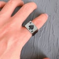 Miniatyrbillede 4 af 5: Rustfrit stålring til mænd og kvinder Poker Spade Ace Sølv Sort