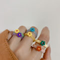 Miniatyrbillede 3 af 6: Plastik bogring metalring klipsring 6 stk. Charmerende flerfarvet blomstring