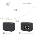 Miniatyrbillede 5 af 5: Træ Digitalt Vækkeur med Elektronisk LED Tidsvisning, 4-Niveauer Justerbar Lysstyrke og Stemmestyring, Tid, Temperatur og Datovisning til Soveværelse, Kontor, Børn og Familier, Sort