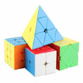 Miniatyrbild 3 av 3: Speed ​​Cube Set, Cube Bundle 2x2 3x3 Pyramid and Skew Speed ​​Cube Magic Smooth Cube Pusselleksak för barn [4-pack]