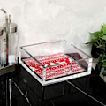 Miniatyrbillede 4 af 5: Akryl frokostserviet holder, dekorativ servietbakke til spisebord og køkken, gennemsigtig flad serviet holder tissue dispenser, 7,1 x 7,1 x 2,6 tommer