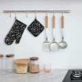 Miniatyrbild 3 av 5: Ugnshandskar och grytlappar Värmebeständiga bomullsugnshandskar Långärmade ugnshandskar för grillning, matlagning, bakning, mikrovågsugn 3 st (svart)