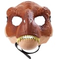 Pikkukuva 2 / 4: Dinosaurusmaski, jossa aukeava leuka, silmä- ja nenäaukot sekä turvallinen hihna (punainen)