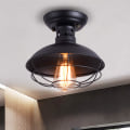 Miniatyrbilde 1 av 3: Svart rustikk taklampe, E27 montert mini semi-flush montering P