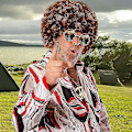 Pikkukuva 2 / 5: Disco ja aurinkolasit Miehet Hippie-asu Asusteet Setti Sisältää Afro Kaulakoru 50s/60s/70s Teeman Juhlat Vaaleanruskea
