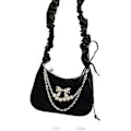 Miniatyrbillede 1 af 5: Mode Sløjfer Retro Håndtaske Til Damer Alsidig PU Læder Underarmstaske Casual Skuldertaske Crossbody Taske Sort Black