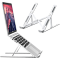 Miniatyrbillede 1 af 5: Bærbar computer stand, højdejusterbart varmeafledningsstativ til skrivebord, sammenklappelig skridsikker computerholder sølv（Sølv）