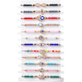 Miniatyrbillede 1 af 5: 24/12 stk. onde øje armbånd justerbar rød sort snor knude bh
