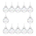 Miniatyrbilde 2 av 5: Klare Iridescent Julekuler, Fyllbare Kuler Ornamenter, Iridescent Kule Jul DIY Rund Klar Kule for Bryllupsfest Utendørs Juletre 12PCS