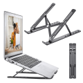 Miniatyrbillede 1 af 5: Bærbar computer stand, højdejusterbart varmeafledningsstativ til skrivebordet, sammenklappelig skridsikker computerholder sølv（sort）