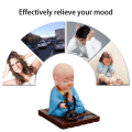 Miniatyrbild 5 av 5: Solcells-driven dansande buddhistisk munk gungande animerad bobble dansare leksak, bilinstrumentpanel buddhistisk munk figurin prydnad (blå)