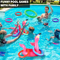 Miniatyrbillede 5 af 5: 5 stk. oppustelige flamingo poollegetøj ringkast billardspil, F
