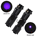 Miniatyrbillede 3 af 5: UV lilla lommelygte 365NM aluminiumlegering pengeseddel detektion fluorescens detektion UV lommelygte skorpion lampe kat mos lilla lampe 90*25mm