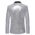 Miniatyrbilde 2 av 3: Herre Sequin Casual Blazer Fest Bryllup Høst Vinter Vanlig Frakk Casual Jakke（S Sølv）