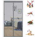 Miniatyrbillede 1 af 5: Magnetisk myggenetdør 130x210cm, myggenet til glasfiberdør, myggenet til dør automatisk lukning ultra fint mesh uden hul (grå)