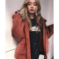 Miniatyrbilde 3 av 3: Kvinners Lapel Lang Ermet Faux Jakke Vinter Sexy Parka Mote Jakke（M Brun）