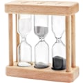 Miniatyrbillede 1 af 5: (Hvid+grå+sort) Timeglas Timer 1+3+5 Minutter Mini Træ Timeglas