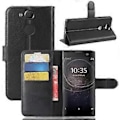 Miniatyrbillede 1 af 5: Litchi Tekstur PU Læder Wallet Stand Case til Sony Xperia XA2 - Sort Black