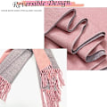 Miniatyrbilde 4 av 5: (ROSA+GRÅ)Cashmere-sjal for kvinner, vinter, reversibel, pashmina, lang