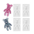 Miniatyrbillede 1 af 5: Harpiksforme - 4 stk. 3d Teddy Bear Form Vedhæng Smykkefremstilling Silikoneforme Til Epoxyharpiksstøbning Diy-håndværk