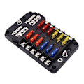 Miniatyrbillede 1 af 3: 12-vejs bilsikringboks 6 ind 6 ud bilsikringboks universel automative sikringboks med LED-indikator bærbar bilsikringboks